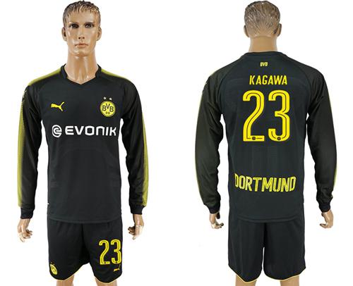 Dortmund #23 Kagawa Away Long Sleeves Soccer Club Jersey